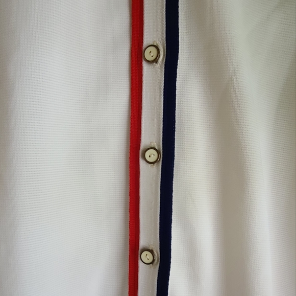 Vintage 70s White Shirt with Blue and Red Detailing - Picture 3 of 6